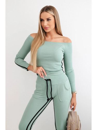 Set with double stripe of dark mint