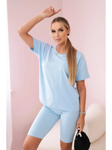 Set of top+leggings in azure color