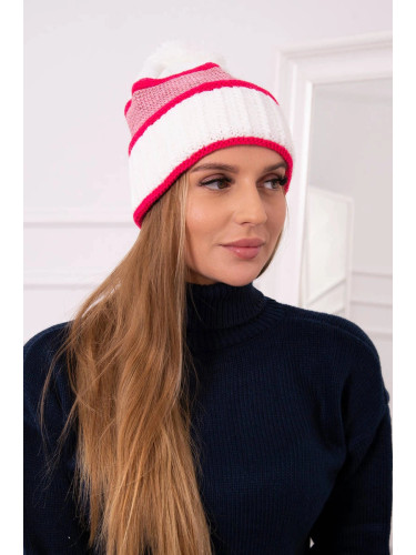 Women's Cap Kinga K297 White + Neon Pink + Dark Pink