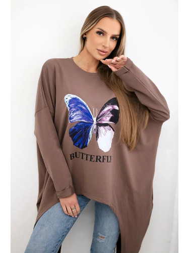 Oversize mocca print blouse