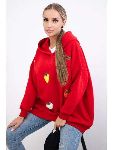 Insulated sweatshirt with a red strawberry motif