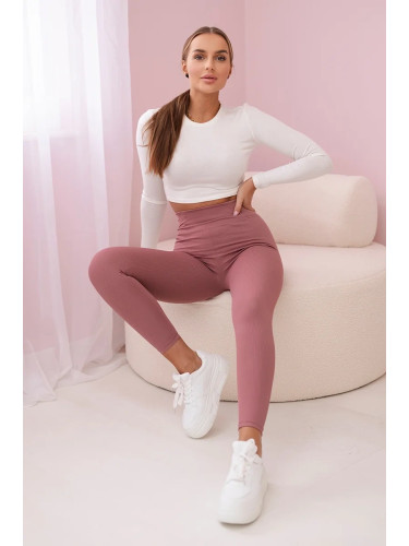 Striped leggings trousers navy pink