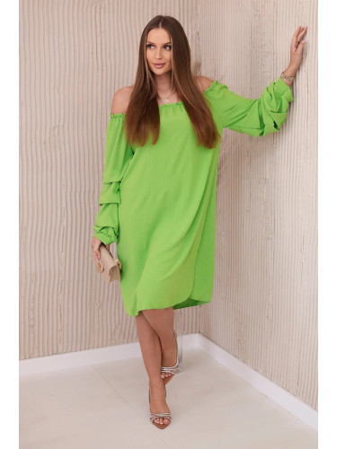 Spanish dress with decorative sleeves bright green