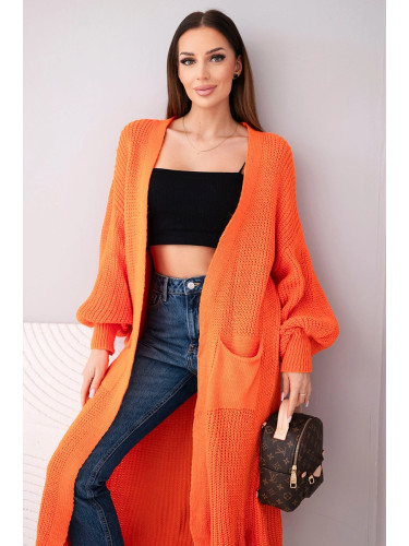 Włoski Sweater long cardigan orange