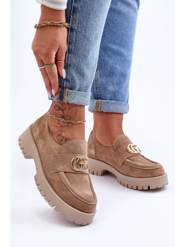 Laura Messi Дамски велурени полуобувки с бежов орнамент Rosefalls