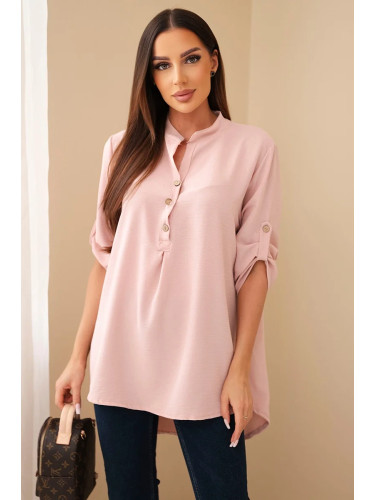 Blouse with a longer back powder pink