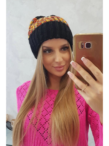 Women's cap Iris K348 black+mustard