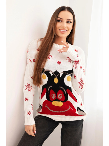 Christmas sweater with reindeer ecru
