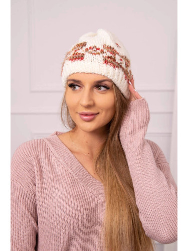 marka niezdefiniowana Women's cap Otylia K387 ecru+red