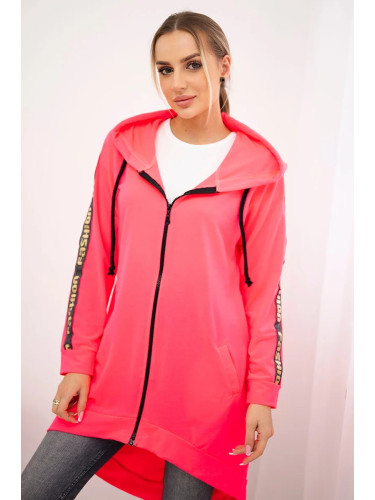 Sweatshirt with back zip pink neon