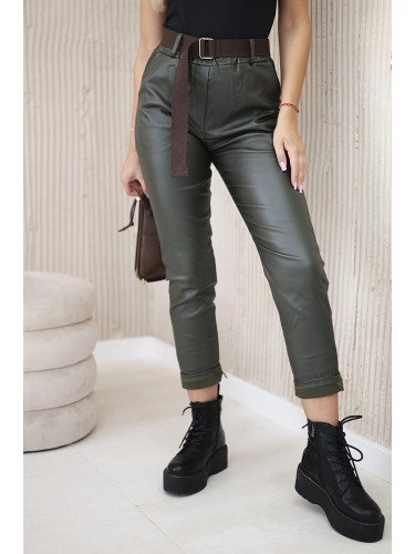 Kesi Włoski Waxed trousers with a belt khaki