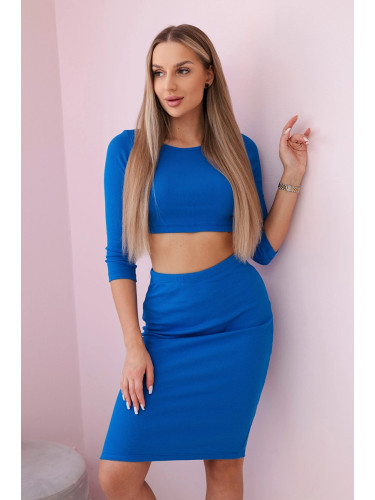 Blouse set with skirt purple-blue