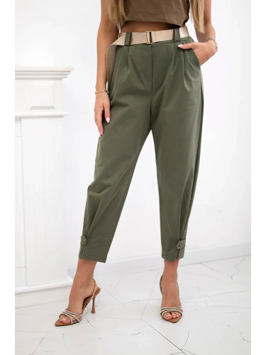 Kesi Włoski Summer Punto trousers with leg closure khaki