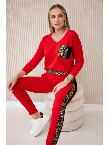 Set with a red panther motif
