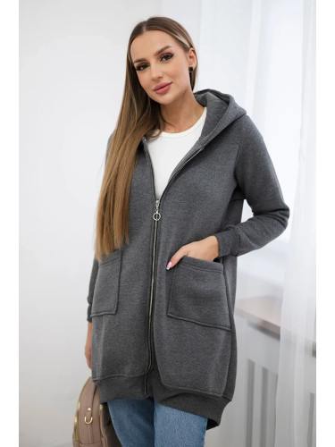 Insulated sweatshirt with a zipper at the back graphite