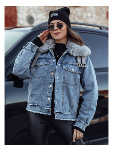 Дамско дънково яке с косъм FURDENIM