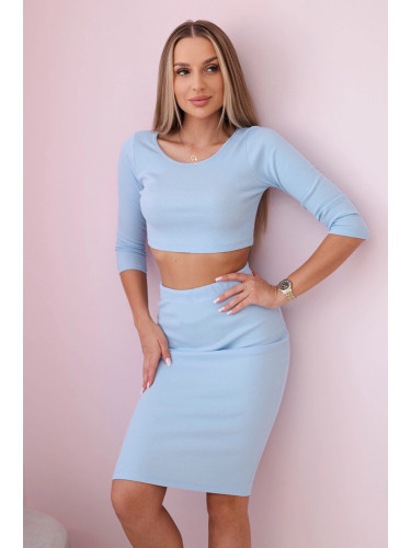 Set of blouses with a skirt in azure color