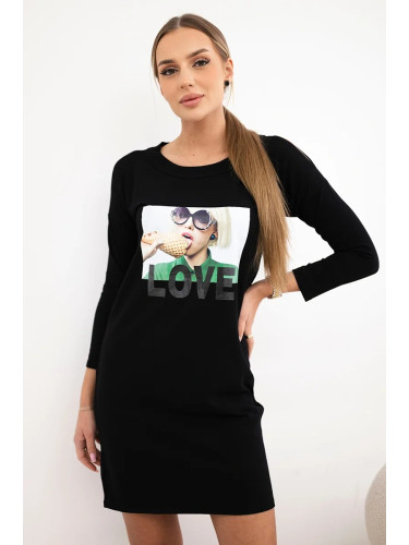 Dress with love print black
