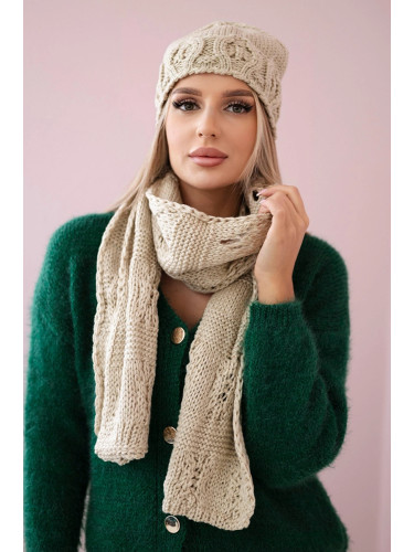 Women's set with scarf Adrianna K417 dark beige