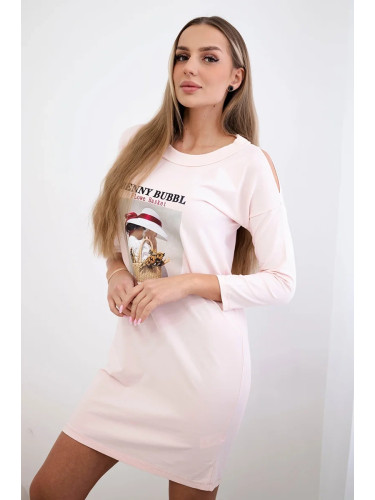 Dress with Basket print powder pink