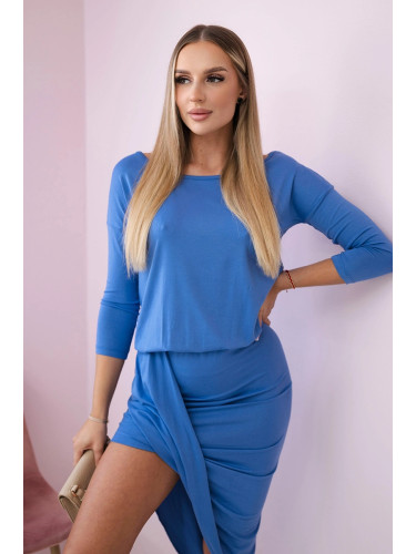 Asymmetrical dress, jeans with 3/4 sleeves