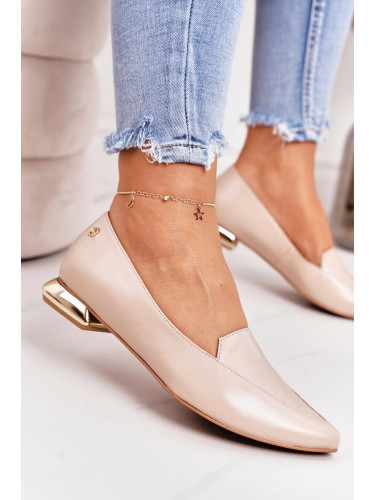 Мокасини на златни токчета Laura Messi 2013 Бежово