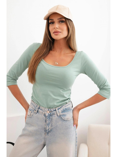 marka niezdefiniowana Round neckline blouse dark mint
