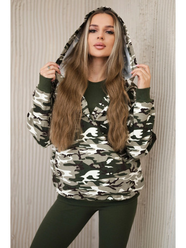 3-piece MOOR set of sweatshirt, top and leggings khaki + ecru