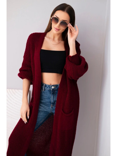 Włoski Sweater long cardigan burgundy