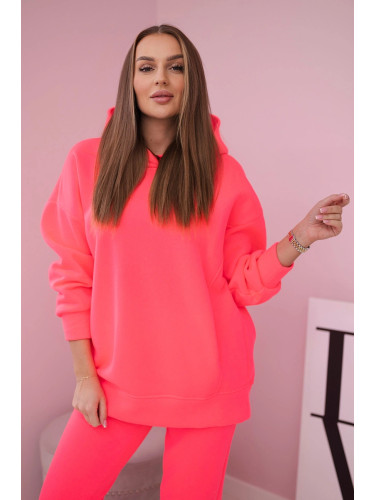 Insulated set with a sweatshirt in pink neon color