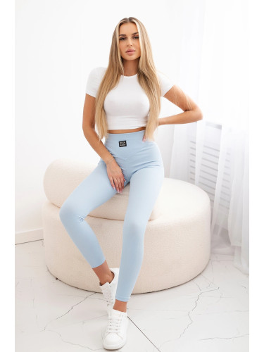 Ribbed leggings in azure color
