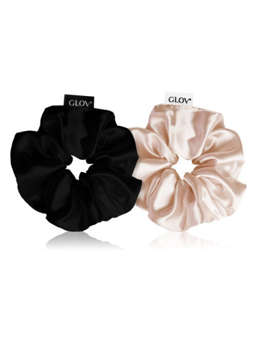 GLOV Satin Scrunchies S ластици за коса Sparkling Wine/Black 2 бр.