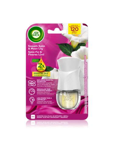 Air Wick Smooth Satin & Moon Lily Electric електрически уред за освежаване на въздуха с пълнител 19 мл.