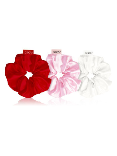 GLOV Satin Scrunchies L ластици за коса White/Pink/Red 3 бр.