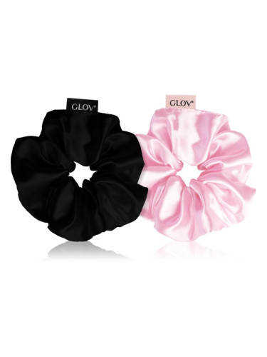 GLOV Satin Scrunchies S ластици за коса Pink/Black 2 бр.