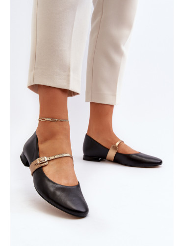 Дамски кожени обувки тип балерина Laura Messi 2774 черни
