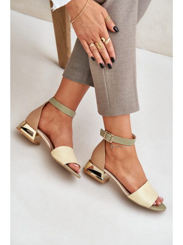 Laura Messi Кожени сандали на златен ток бежови Лаура Меси 2143