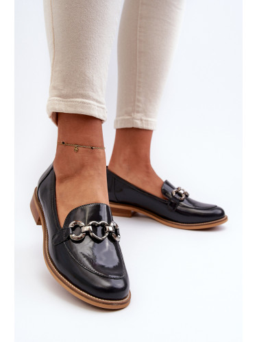 Кожени дамски лачени мокасини Laura Messi 2760 Navy