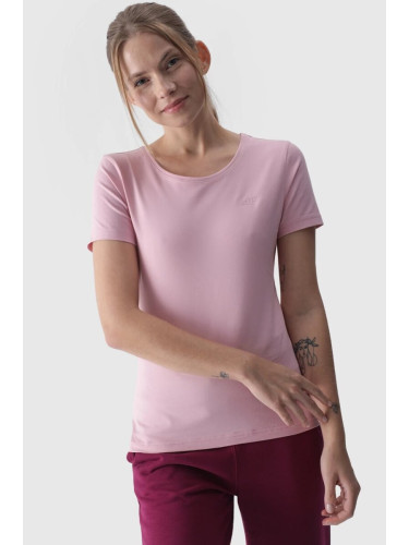 Дамска обикновена тениска с лого розово 4F 4FWMM00TTS