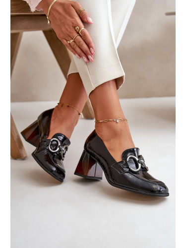 Кожени помпи с декорация черни Laura Messi 2845