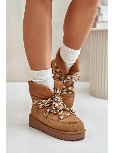 Suede women's snow boots with chunky lacing D.Franklin Brown