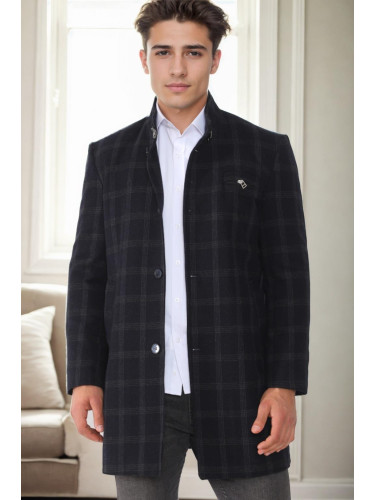 PLT9367 DEWBERRY MEN'S COAT-PATTERNED NAVY BLUE