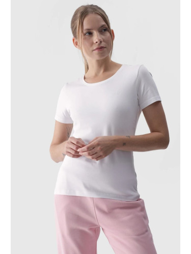 Гладка дамска тениска с лого Бяла 4F 4FWMM00TTS