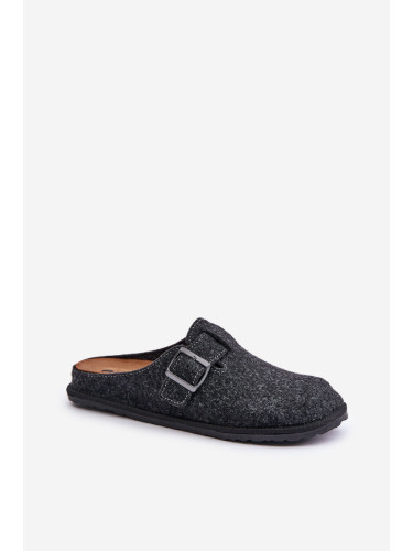 Comfortable men's slippers with Inblu buckle graphite