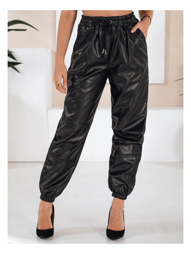 Spodnie damskie skórzane joggery MAGIR czarne Dstreet