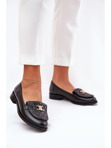 Laura Messi Кожени мокасини със златна украса черни Лаура Меси 2927