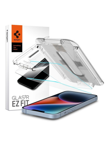 Стъклен протектор Spigen GLAS.tR EZ Fit  с цяло лепило, За iPhone 17e/16e/14/13/13 Pro, Прозрачен