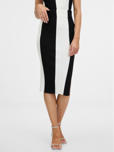 Черно-бяла раирана миди пола