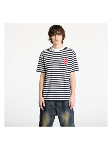 Тениска Marcelo Burlon County Goth Stripe Boxy Tee White/ Navy Blue L