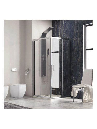 Правоъгълна душ кабина Flora хром профил